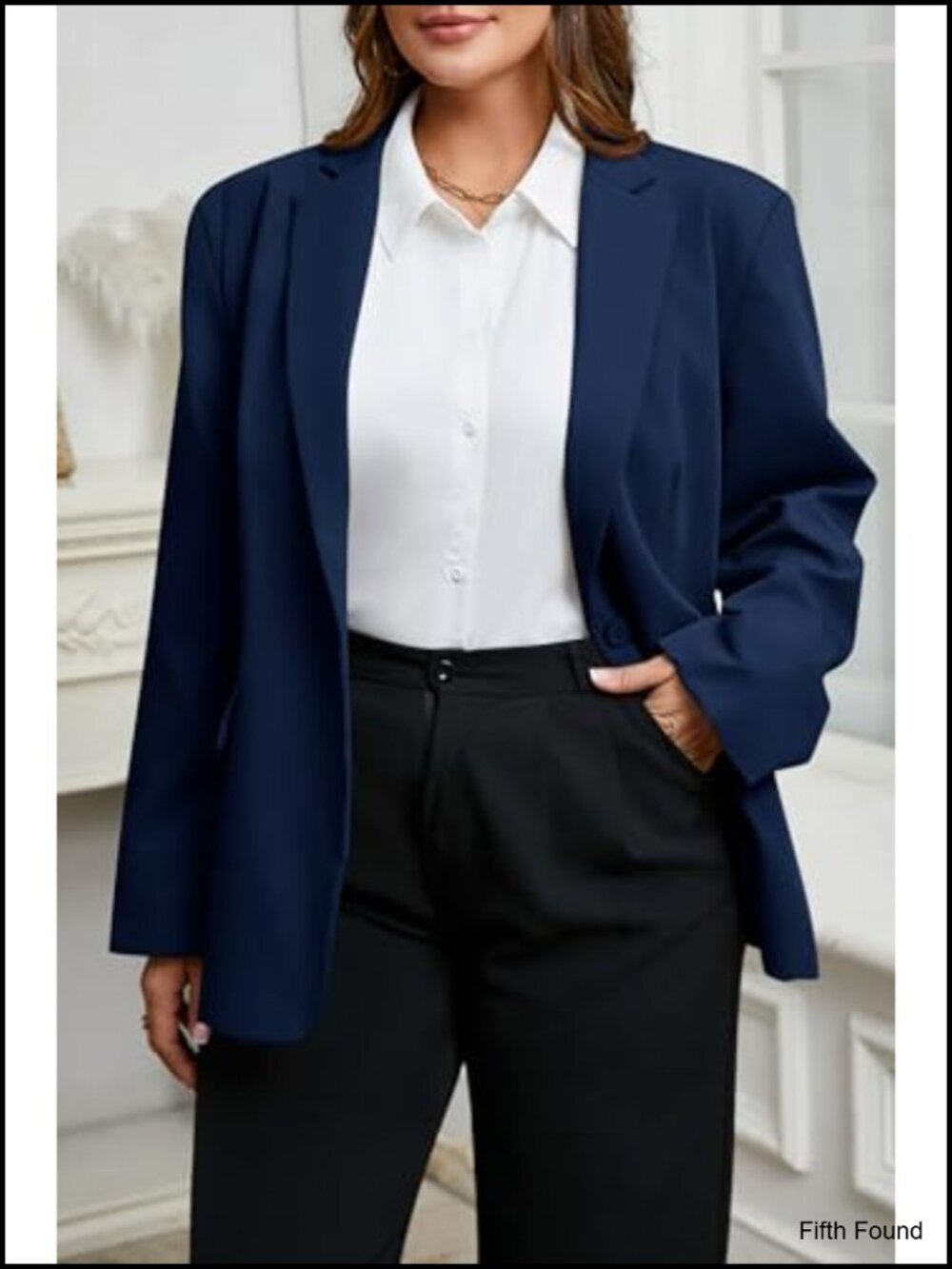 Plus Size Open Front Blazer Long Sleeve Work Office Suit Jacket Polyester - Picture 3 of 5